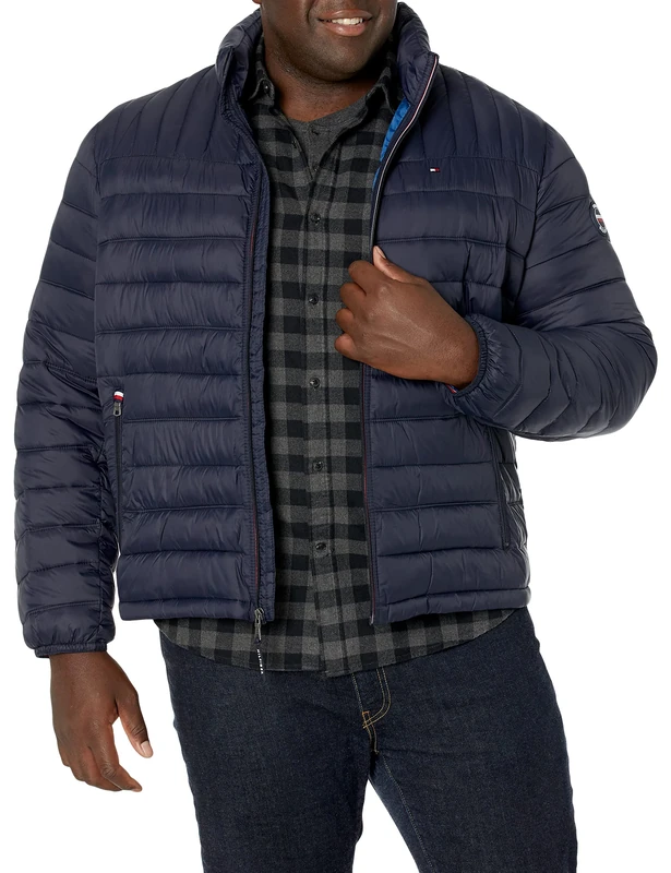 Tommy Hilfiger Men's Ultra Loft Packable Puffer Jacket Down Alternative Coat, Midnight W/Patch, XXL Tall - Image 1