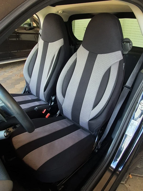BREMER SITZBEZÜGE Custom Seat Covers for Car Seats Compatible with Smart Fortwo 450 451 Driver and Passenger Protective Covers Seat Protector Seat Cover FB:MD501 (Black/Grey)