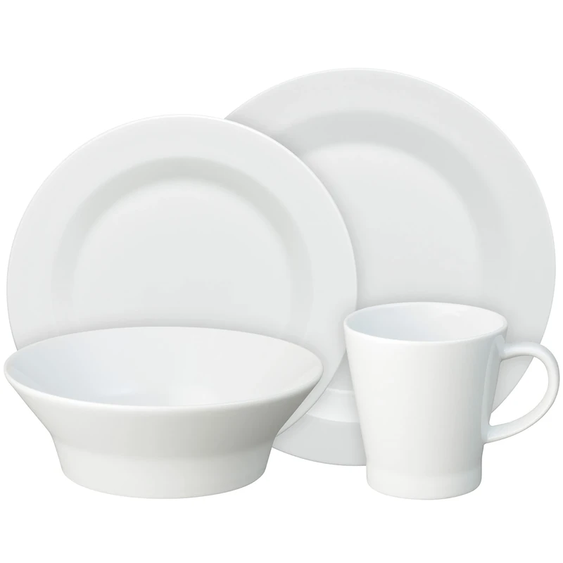Denby - James Martin Everyday Tableware Set of 16-4 x Porcelain White Simple Dinner Plates, 4 x Small Plates, 4 x Cereal Bowls 680ml & 4 x Mugs 300ml - Dishwasher Microwave Save Crockery