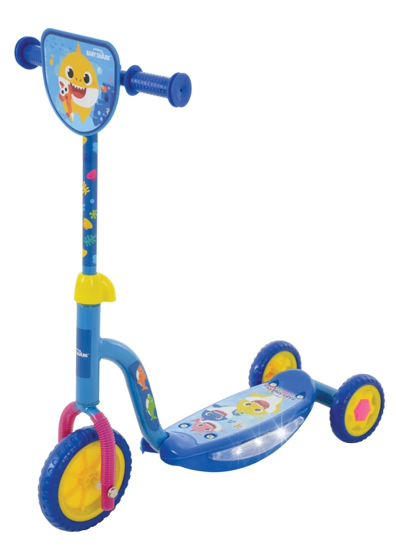 Sing 'N' Scoot Baby Shark Scooter - Officially Licensed with Flashing Lights, Character Favourites & Interactive Sing-Along Fun - Durable Design for Easy Control & Endless Adventures - Ages 3+