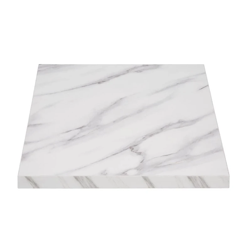 Bolero Pre-Drilled Marble Effect Square Table Top 600mm DT444