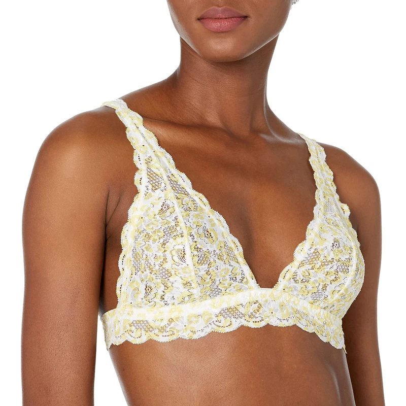 Cosabella Women's Say Never Printed Tall Triangle Bralette Plunge Bra, Animal Limone, L
