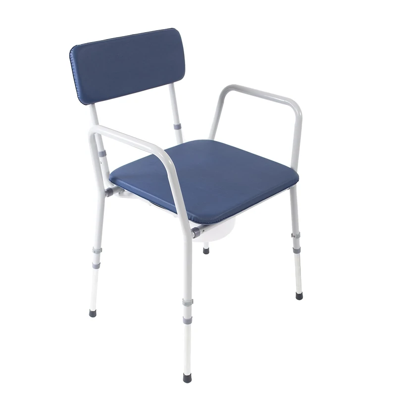 NRS Healthcare Compact Dovedale Height Adjustable Commode with Seat, Medium, Blue and White