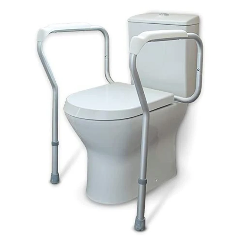NRS Healthcare Lightweight Height & Width Adjustable Toilet Surround Rail Safety Frame, Medium, Grey and White