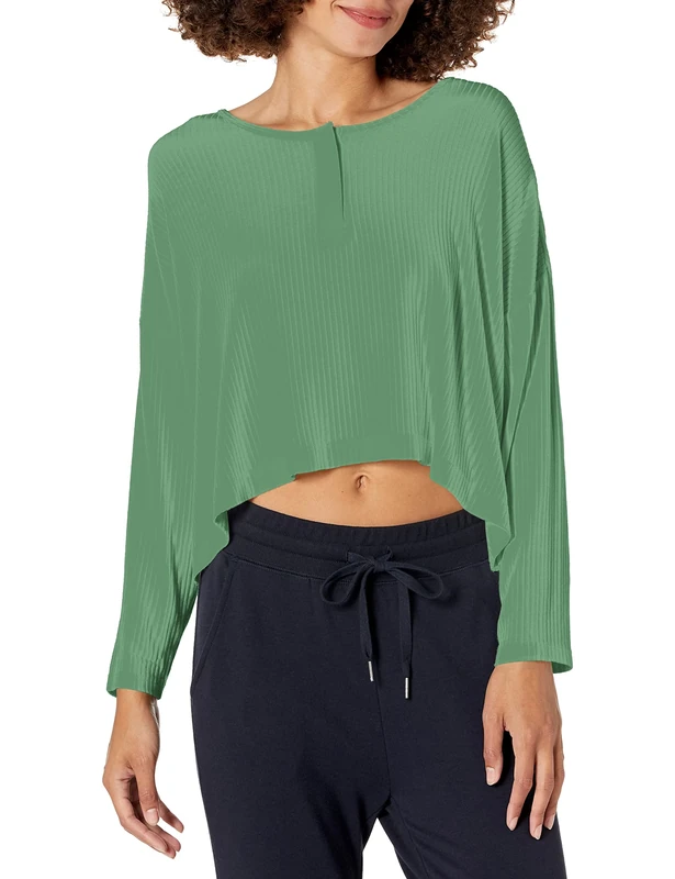 Cosabella Women's Molly Boxy Henley Pajama Top, Verde De Mer, S