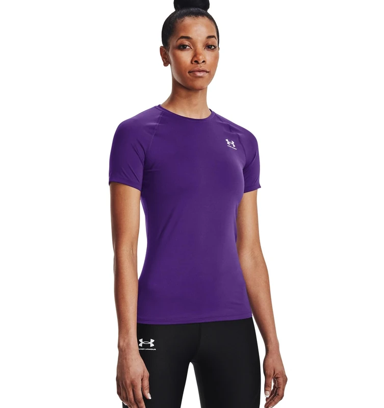 Under Armour Women's HeatGear Compression Short-Sleeve T-Shirt, Purple (500)/White, XL