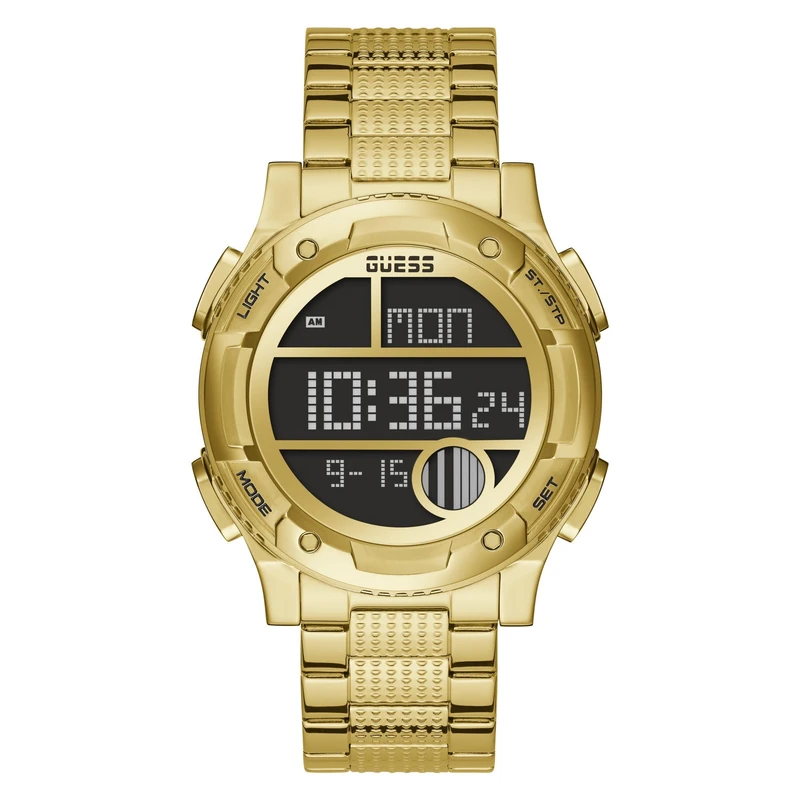 GUESS 45MM Digital Silicone Watch, Gold-Tone/Black, One Size, GW0271G2