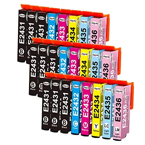 Jagute 24 Packs 24XL Printer Cartridges Replacement for Epson 24 XL 24 Mutipack Ink Cartridges for Epson Expression Photo XP-55 XP-750 XP-760 XP-850 XP-860 XP-950 XP-960 XP-970 (9BK/3C/3M/3Y/3LC/3LM)