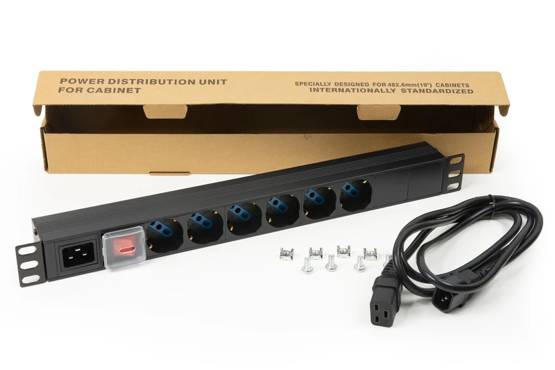 Rock 19 Inch Multi Socket 6 Universal Socket with Power Cable C14 Removable Plug