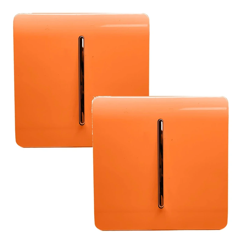 Trendi 1 Gang 2 Way Artistic Modern Glossy 10 Amp Rocker Tactile Light Switch Orange (2 Pack)