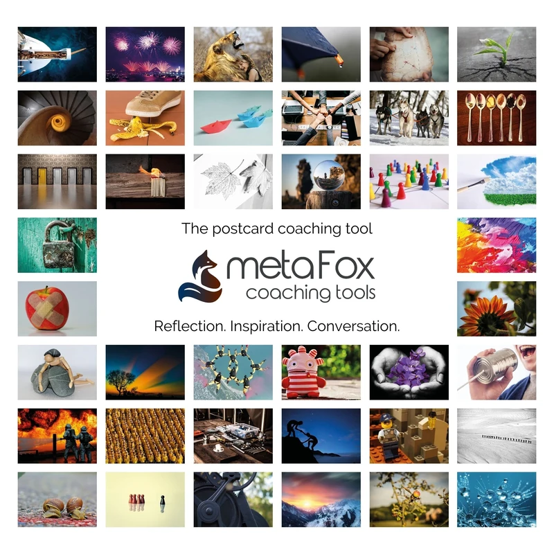 metaFox | Leading Change Postcards Pack | 52 Cards for Coaching & Change Management | Based on the 8-Step Process for Leading Change by John P Kotter (English)