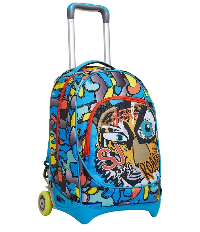 Sj Gang New Tech Trolley, Puppies, Blue, 3in1 Use Backpack with Cross-Over System, School and Leisure, One Size