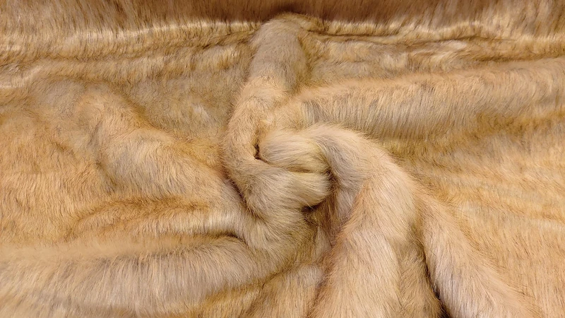 Super Luxury Luxurious Faux Fur Fabric Material Beige Wolf, 1Mtr 150cm x 100cm