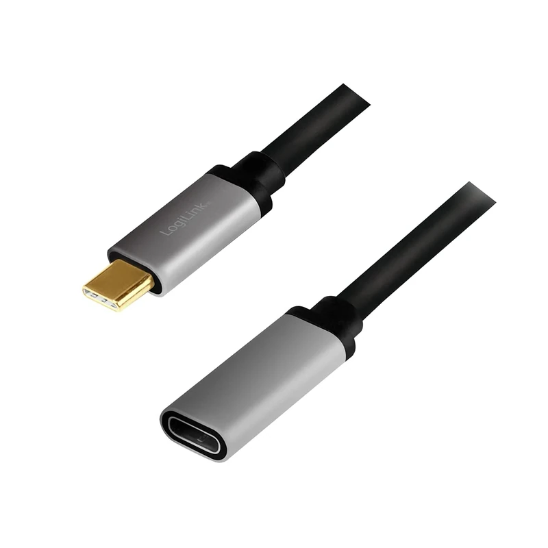Logilink CUA0105 USB 3.2 Gen 2 Extension Cable 4K/60 Hz, Aluminium, Black/Grey, 0.5 m - Image 1