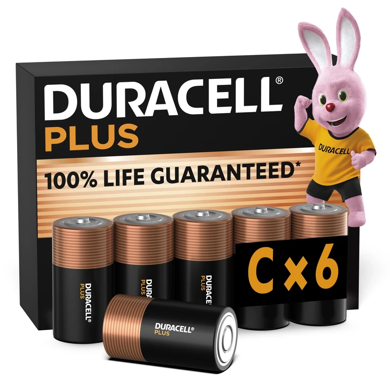 Duracell Plus C Batteries (6 Pack) - 1.5V Alkaline MN1400 - Image 1