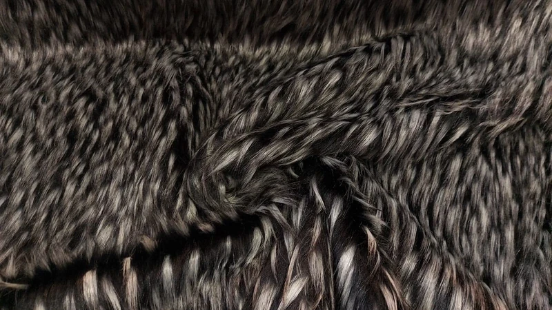 Super Luxury Faux Fur Fabric Material - Long Black Grey Gorilla, 1Mtr - 150cm x 100cm