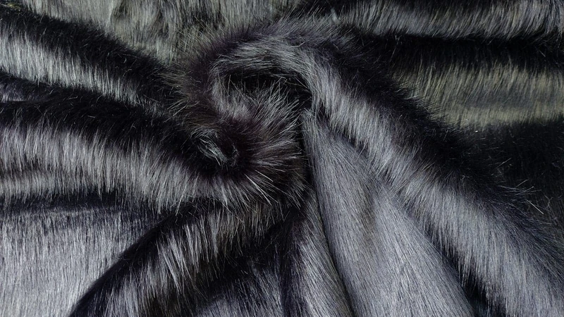 Super Luxury Faux Fur Fabric Material - Long Pile Black Bear, 1Mtr - 150cm x 100cm