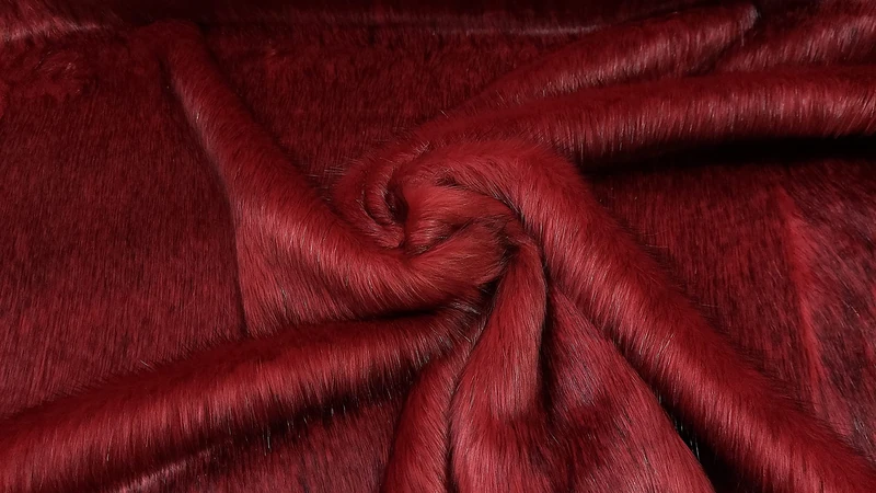 Super Luxury Faux Fur Fabric Material - Long Pile Scarlet, 1Mtr - 150cm x 100cm