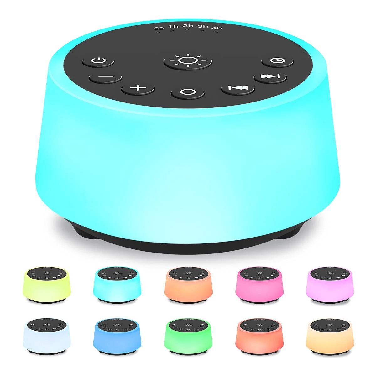 Color Noise Sound Machines with 10 Colors Night Light 25 Soothing Sounds and Sleep White Noise Machine 32 Volume Levels 5 Timers Adjustable Brightness Memory Function for Adults Kids Baby (Black)