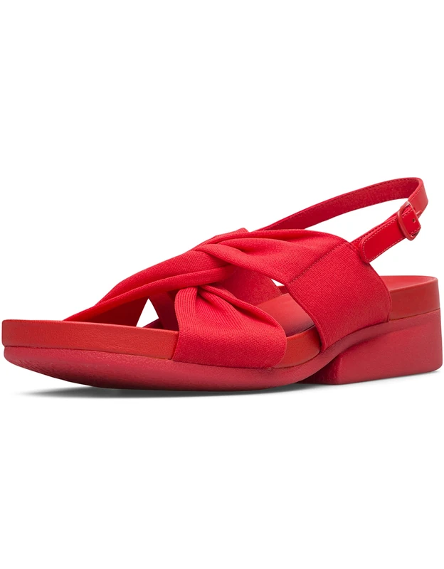 Camper K201246 Minikaah, Wedge Sandal, Bright Red,