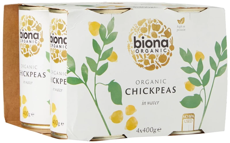 Biona Organic Chickpeas 4 x 400g - Vegan Protein, No Salt