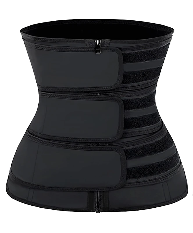 YIANNA Women Waist Trainer Workout Belt Double Tummy Control Belly Cincher Corset Trimmer Slimming Girdle Wrap Body Shaper Black S 2228
