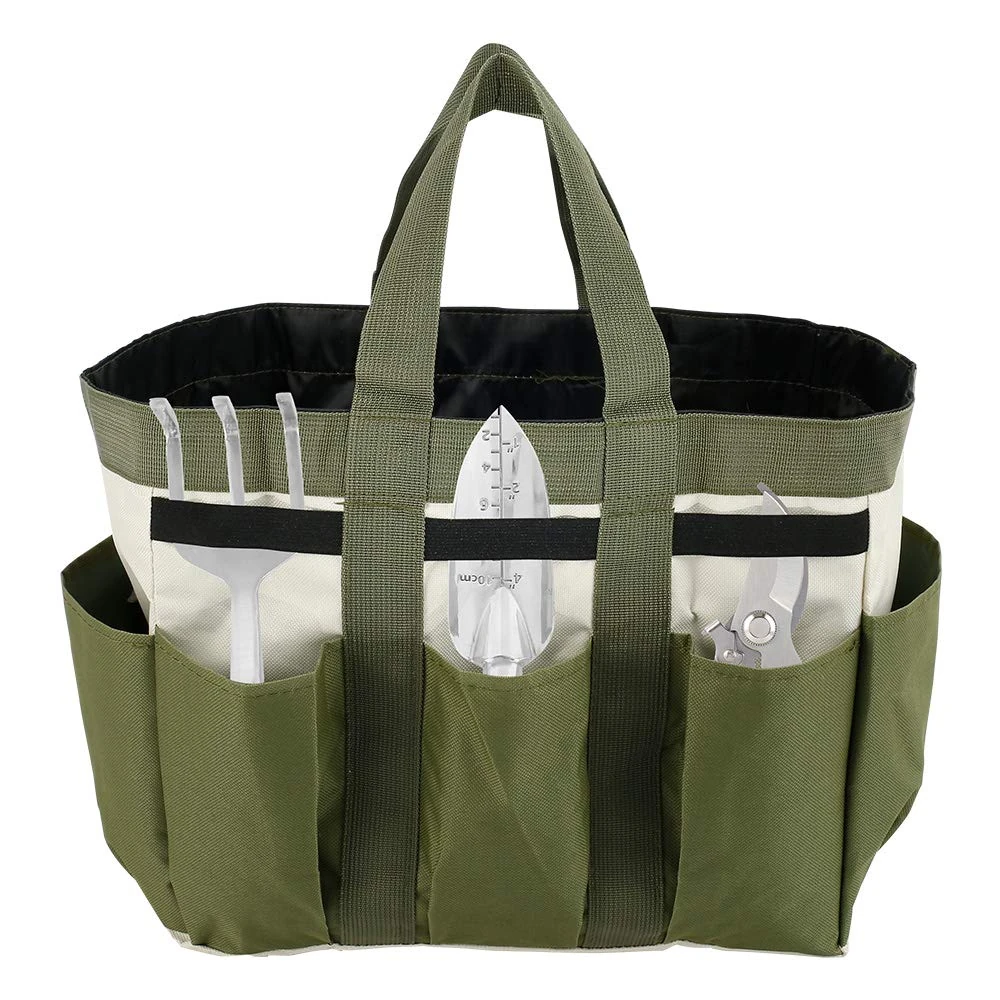 Garden Tool Holder Bag Heavy Duty 600D Oxford With 8 Pockets Gardening Tote Bag Organizers Multi-Purpose Reusable Garden Tool Storage Bag With Handles And Elastic Straps Gardening Gifts for Men Women