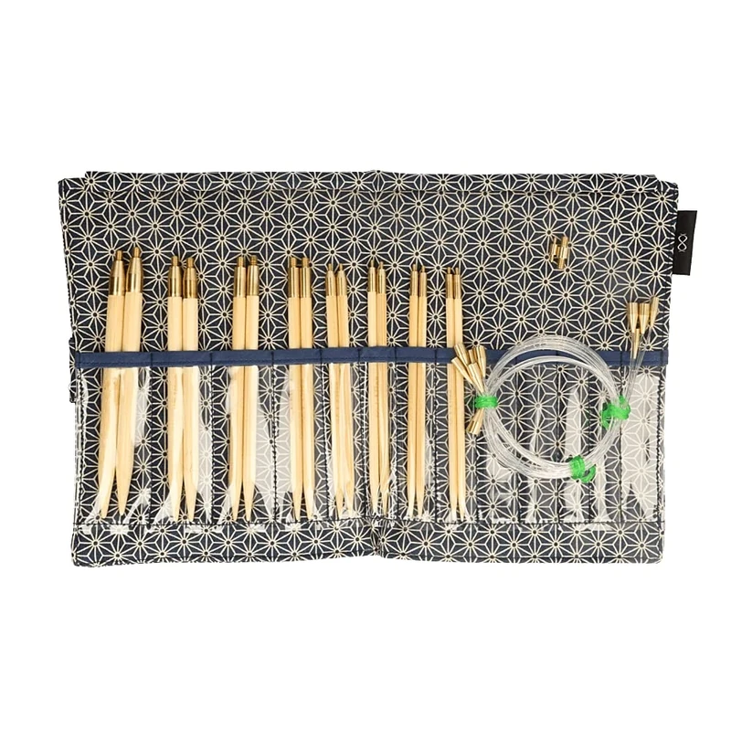 Seeknit Circular Knit Set, Bamboo, Blue, Mittelgroße/Große