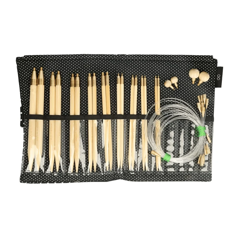 Seeknit KA57829-04 Circular Knitting Set, Bamboo, Black, Medium/Large