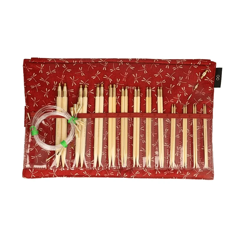 Seeknit KA57825-02 Circular Knitting Set, Bamboo, Red, Standard
