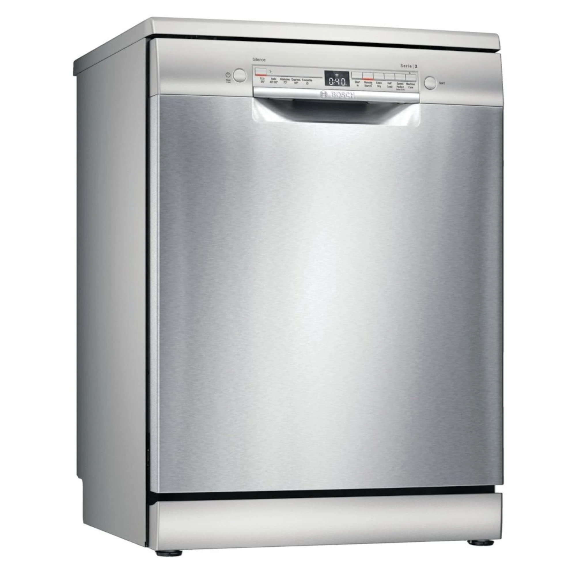 Bosch Home & Kitchen Appliances SMS2ITI41G Dishwasher, 12 place settings, SpeedPerfect+, Extra Dry, WiFi Enabled with Home Connect app, Freestanding, Silver, 12 place settings