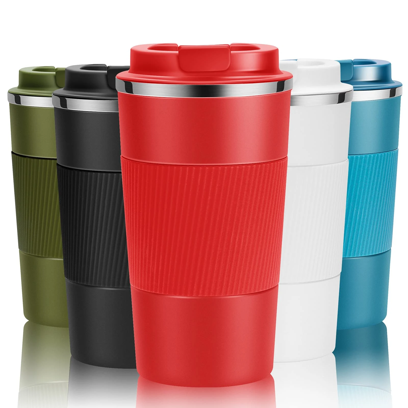 Travel Mug Reusable Coffee Cups Thermal Insulated Vacuum Insulation Stainless Steel Bottle for Hot Cold Drinks (Red, 510ml)