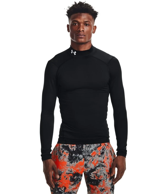 Under Armour UA CG Armour Comp Mock - Long Sleeve - Tops - Black/White - Size: XS
