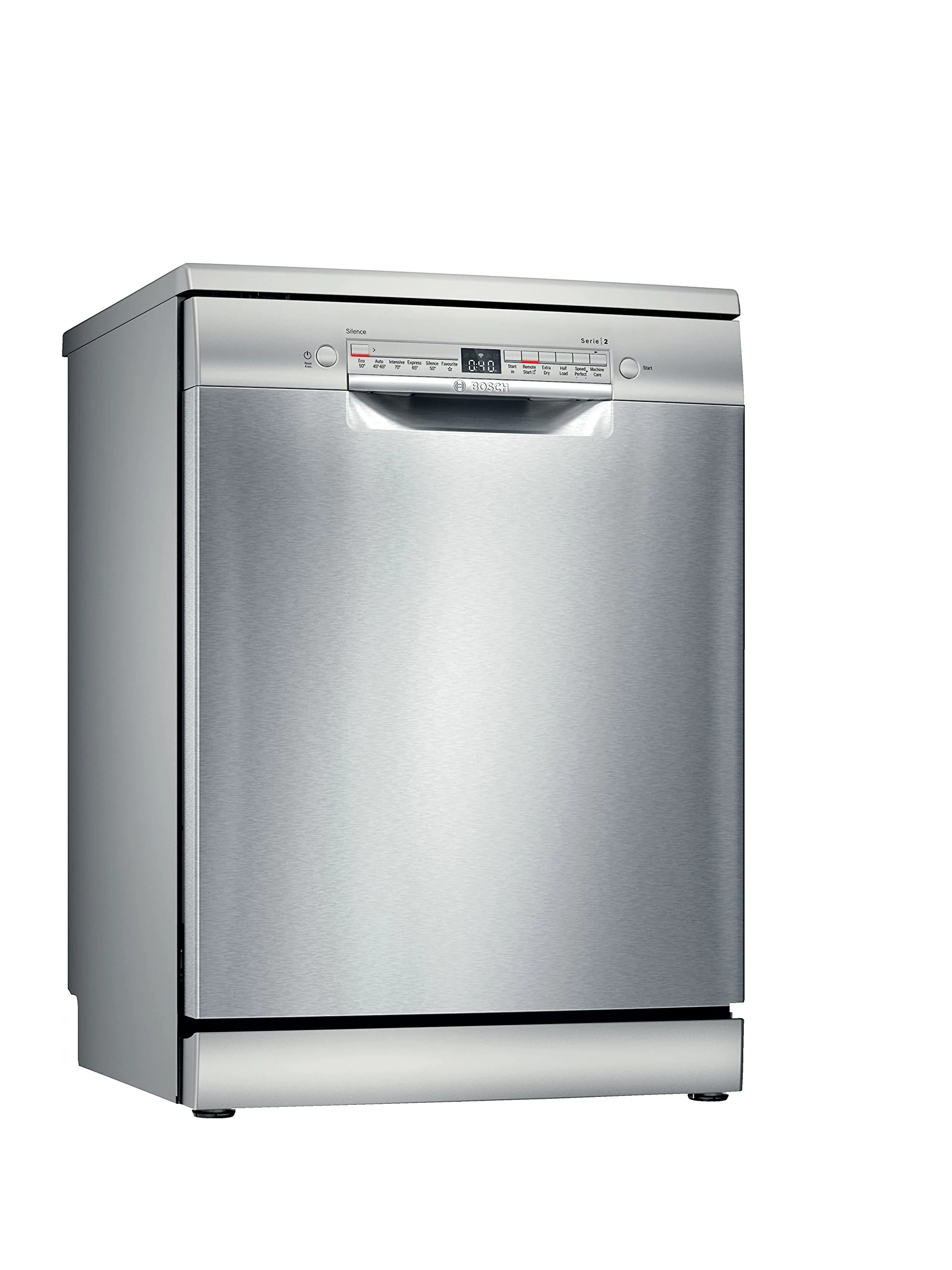 Bosch Home & Kitchen Appliances Bosch SMS2HVI66G Dishwasher, 13 place settings with Extra Dry, SpeedPerfect+, Wifi Enabled with Home Connect, Silver, Freestanding