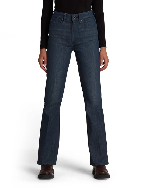 G-Star Women's 3301 High Flare Jeans, Black (worn in leaden D01541-C922-C776), 26W / 30L - Image 1