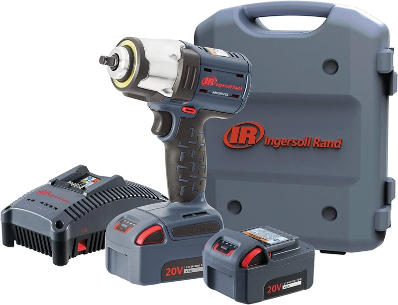 Ingersoll-Rand W5133-K22B-EU 3/8 Inch 20V Cordless Impact Wrench, 2X Li-Ion Batteries (2.5Ah & 5.0Ah), Charger Kit, Compact Design, Carrying Case
