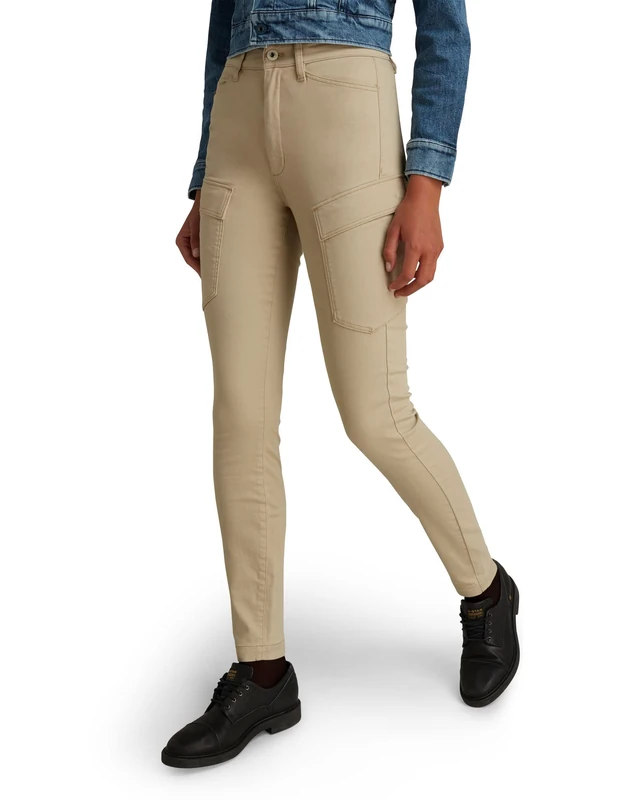 G-Star Women's High G-Shape Cargo Skinny Pants, Beige (carton D19011-C105-244), 25W / 30L