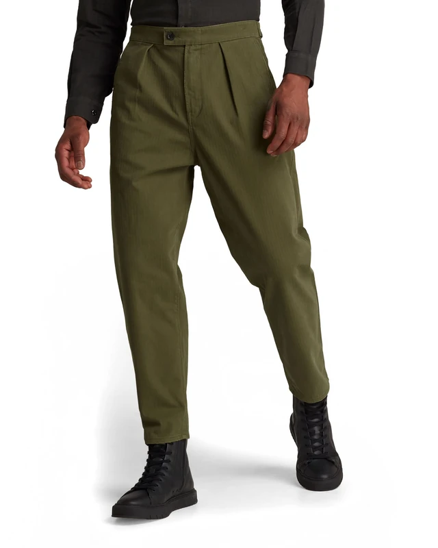 G-STAR Men's Unisex Pleated Chino Relaxed Pants, Green (dark olive D20147-C893-C744), 30W / 32L