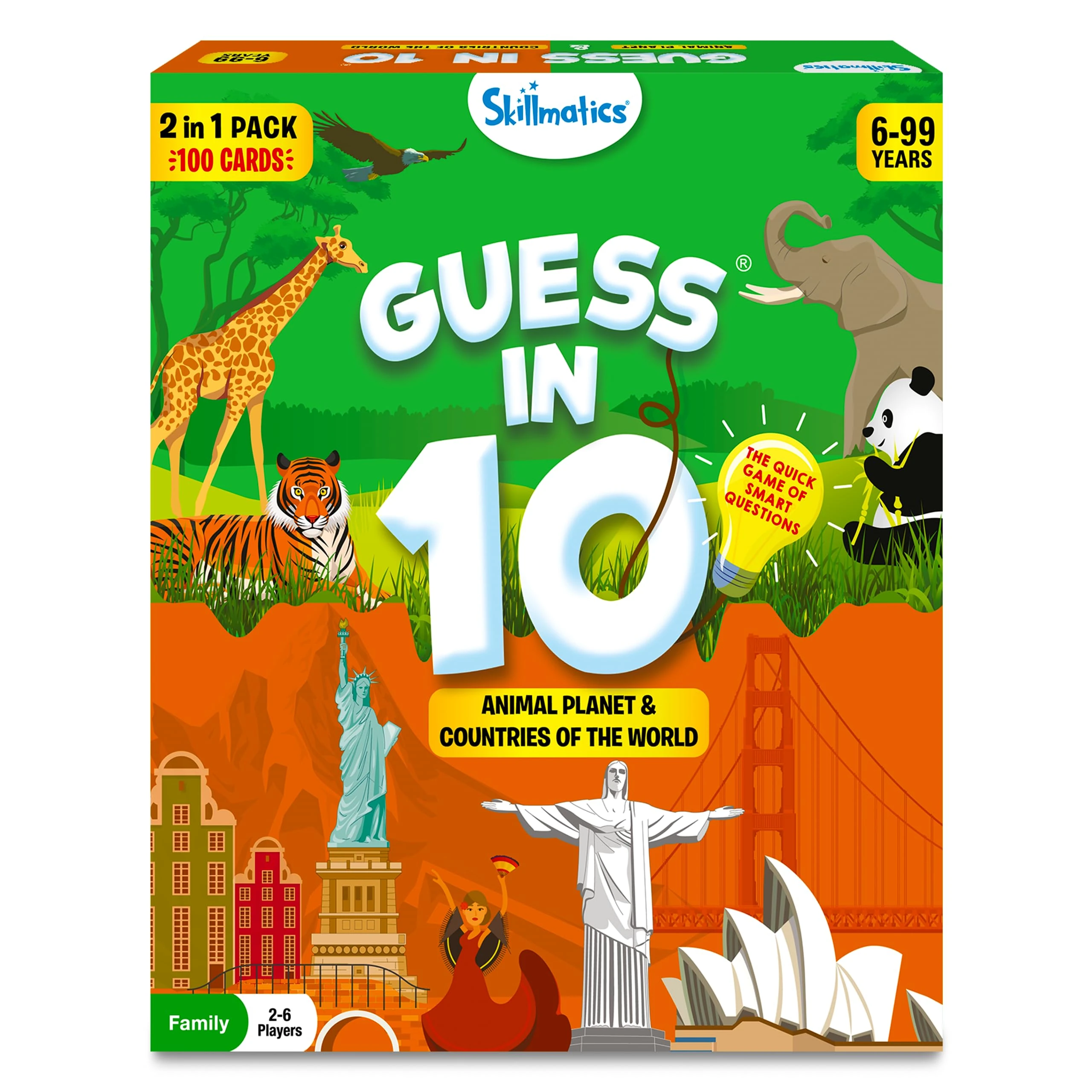 Skillmatics Guess in 10 Animals & Countries Combo, Perfect for Boys, Girls, Kids & Families Who Love Card Games, Educational Toys, Board Games, Trivia, Gifts for Ages 6, 7, 8, 9, 10 & Up