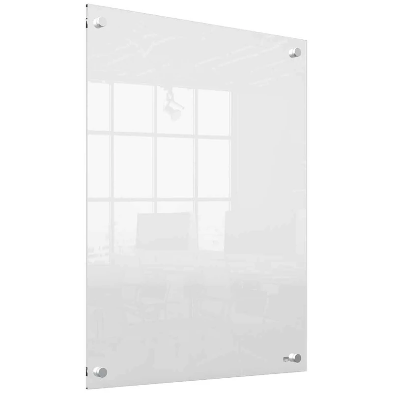 Nobo Transparent Acrylic Mini Wall Mounted Whiteboard, Modern Memo Board, Dry Erase, Frameless, 600 x 450 mm, Includes Marker Pen, Clear, 1915621