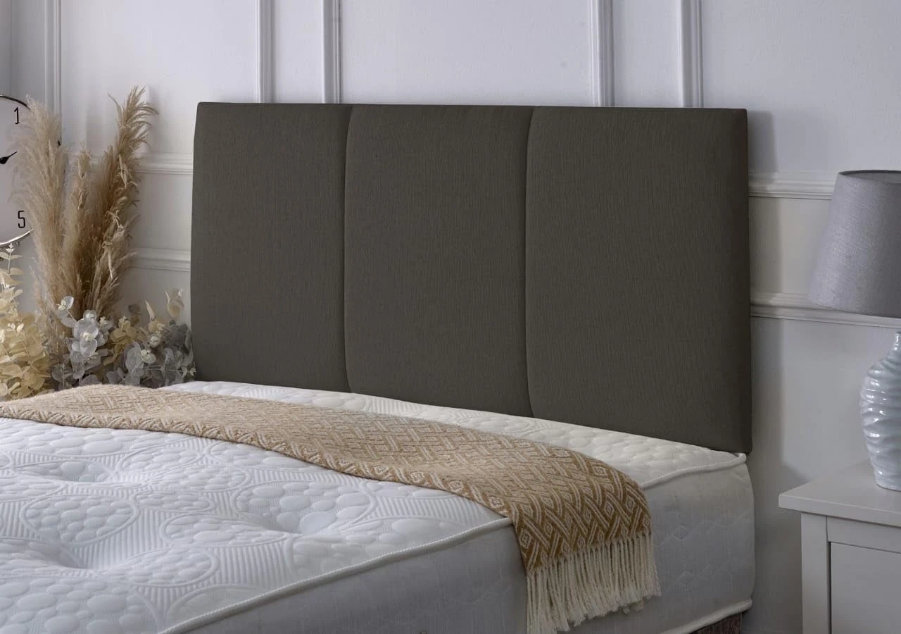 Alton Padded Paneled Divan Bed Headboard | Chenille Fabric Headboards for 3ft single bed Frame | Elegant design with wooden material headboards for beds (Charcoal,3ft Single Height-20inch)