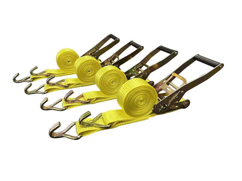 4 Pack 2" x15' Ratchet Strap Tie Down 5000 Lbs J Hook