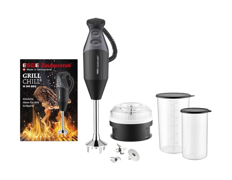 ESGE ESGE-Zauberstab M 200 BBQ Hand Blender Black with up to 17,000 rpm, 200 W, with Chopper Attachment, 98215