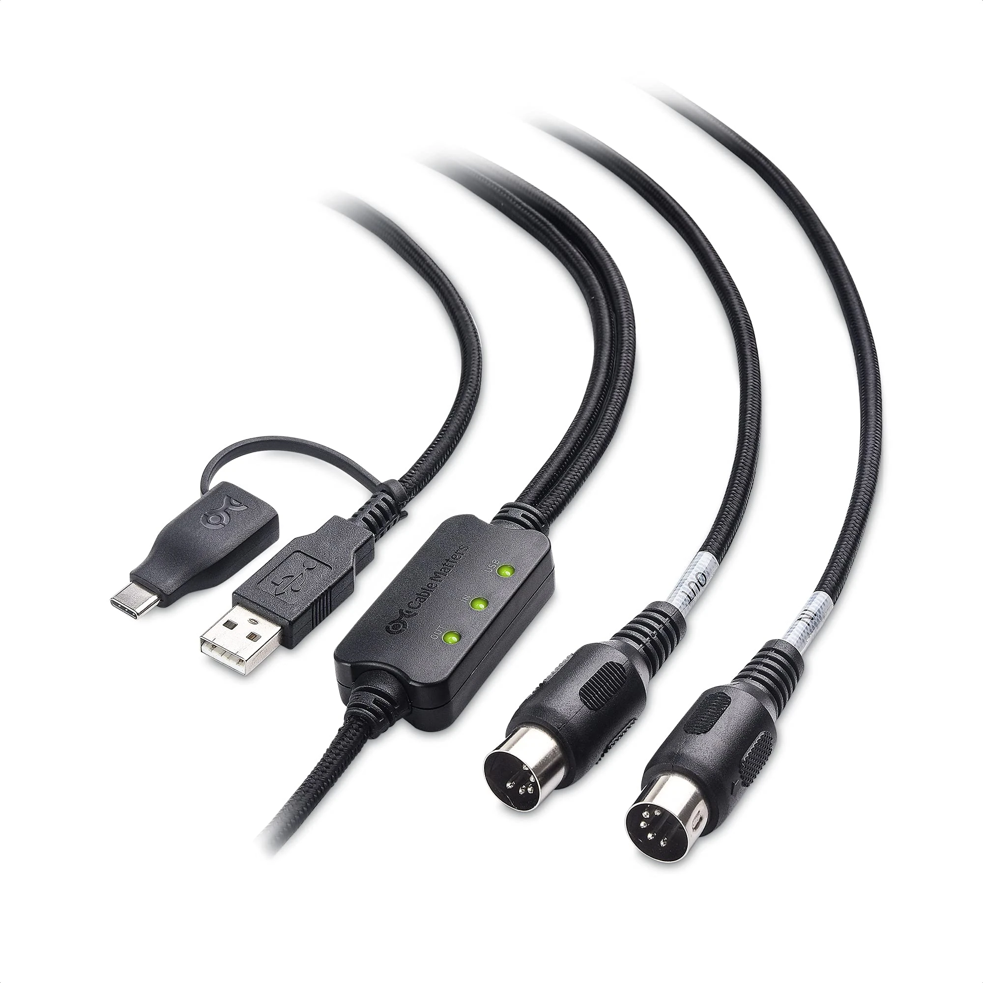 Cable Matters MIDI to USB Cable (USB C) in Black - 2m