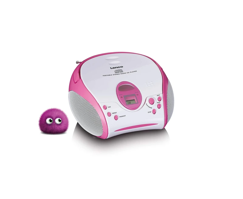 Lenco SCD24 CD Player for Children | CD Radio For Kids | Personalise With Stickers (Pink)