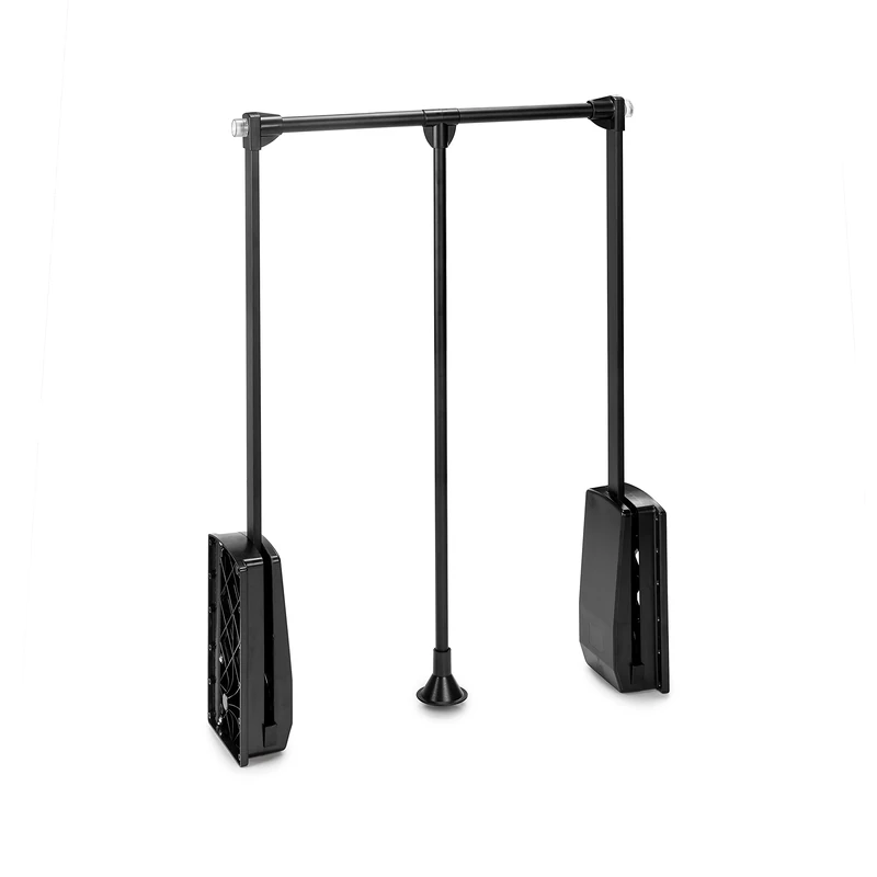 Emuca -Hang pull down wardrobe rail lift, adjustable width 17,7-23,6 inch (450-600mm), black, steel