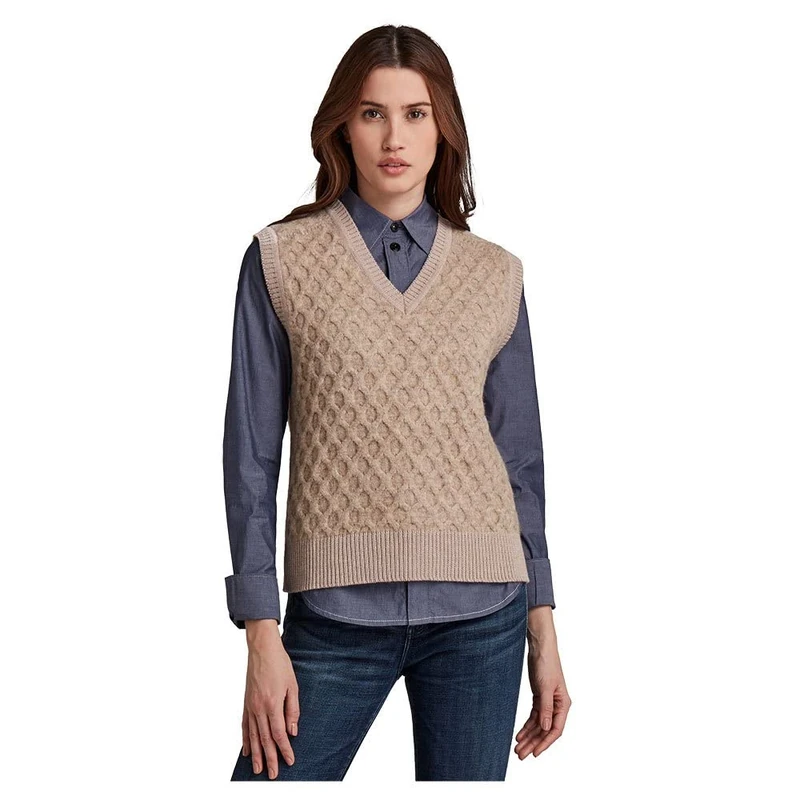 G-Star Women's Knitted Spencer Cable, Beige (dk brick D20611-C928-1214), L - Image 1