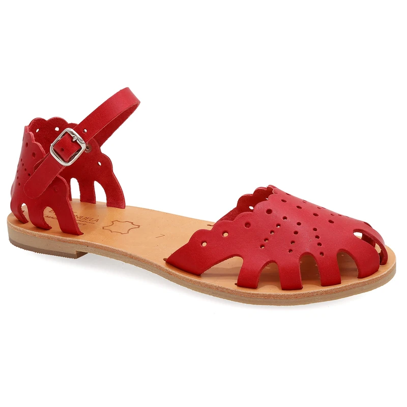 Size 6 Coral Emmanuela Ancient Greek Style Sandals, Handmade Leather Closed Toe Flat Sandals, Quality Adjustable Sandals, Ankle Strap Summer Shoes for Women, Boho Chic Caged Sandals