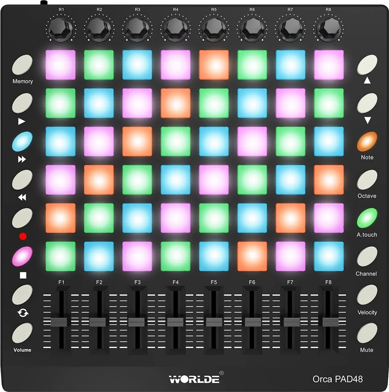 Worlde Orca-Pad48 Midi Controller Pad with Triggers and Faders