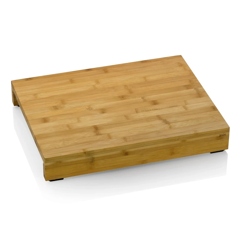 kela chopping board with drip trays 46 x 36 x 7 cm KENINA, large bamboo chopping board with 3 integrated stainless steel containers, wooden board